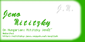 jeno mititzky business card